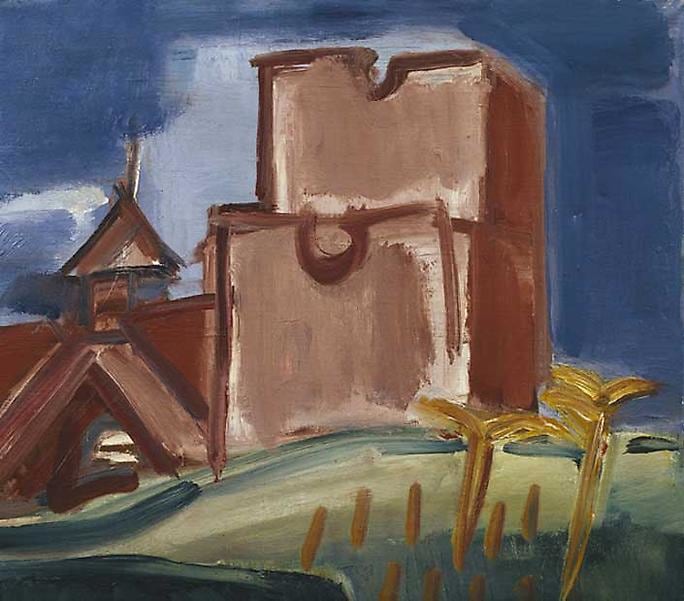 Adobe Landscape
Inv# Painting 018 Untitled, c. 1935
Casein on canvas
14 x 16 1/8 inches&amp;nbsp;&amp;nbsp;
35.6 x 41 cm