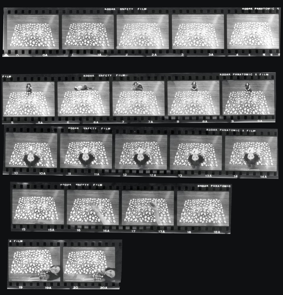 [FIG. 10]
Contact sheet of photographs of Hannah Wilke with her 176 One-Fold Gestural Sculptures, 1973&amp;ndash;74, at Ronald Feldman Fine Arts, New York, 1974. Image&amp;nbsp;courtesy&amp;nbsp;Hannah Wilke Collection &amp;amp; Archive, Los Angeles.