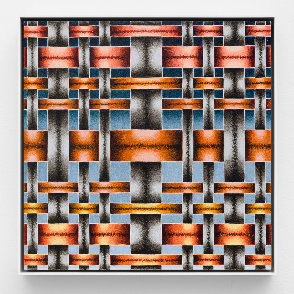Mark Leonard (b. 1954) Weaving #18, 2014 gouache and synthetic resin on panel 12 x 12 inches; 30.5 x 30.5 centimeters LSFA# 13923