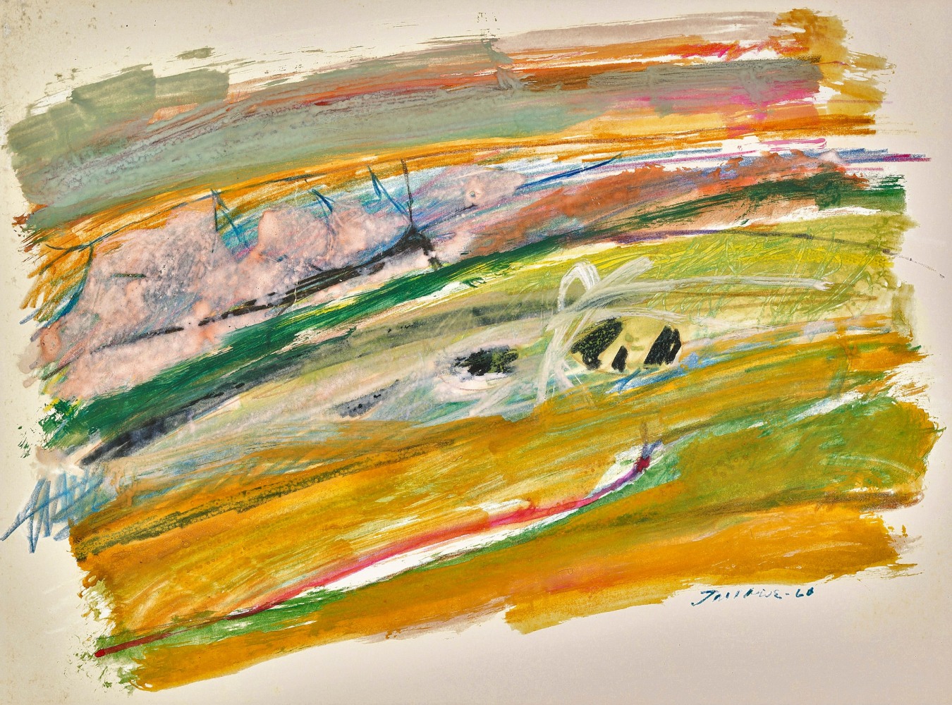 Landscape from the Hudson River Series, 1960     oil on paper 13 1/2 x 18 inches;  34.3 x 45.7 centimeters LSFA# 12436