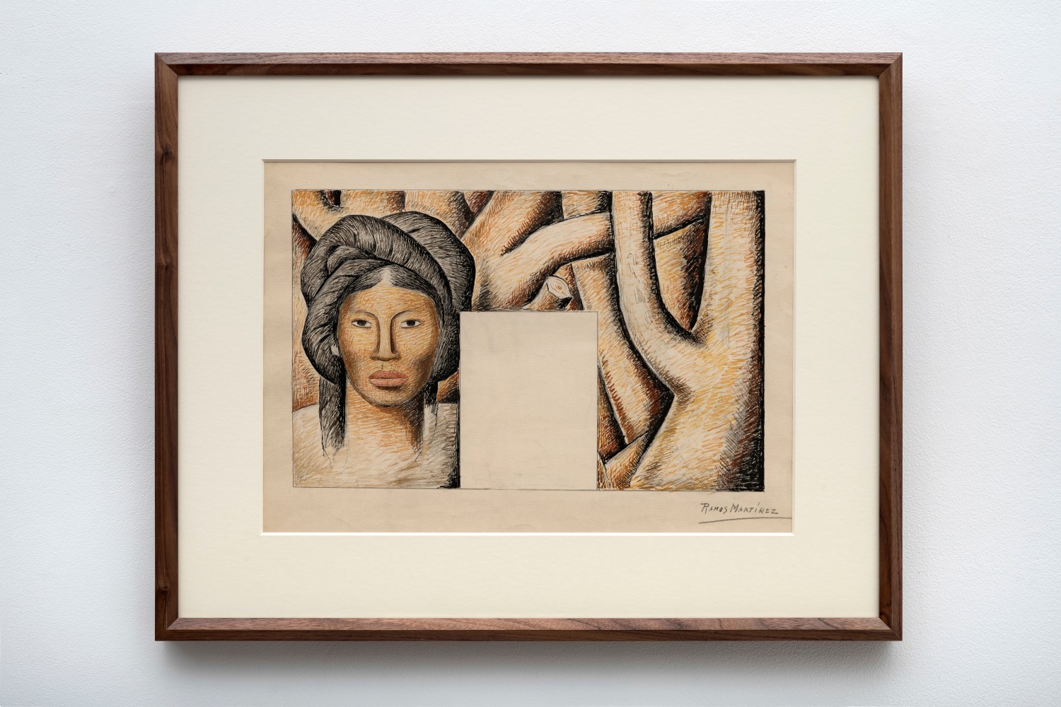 Alfredo Ramos Martínez (1871-1946) Study for Panel 3 of &quot;Vendedoras de Flores&quot; mural at Scripps College, c. 1945     tempera on paper 18 3/4 x 21 1/4 inches;  47.6 x 54 centimeters LSFA# 14751