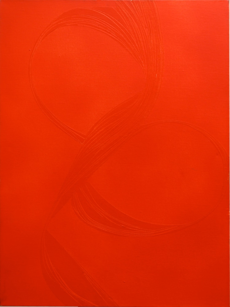 June Harwood (1933 - 2015) Ribbon (Red), 1967     acrylic on canvas 40 x 30 inches;  101.6 x 76.2 centimeters LSFA# 12401