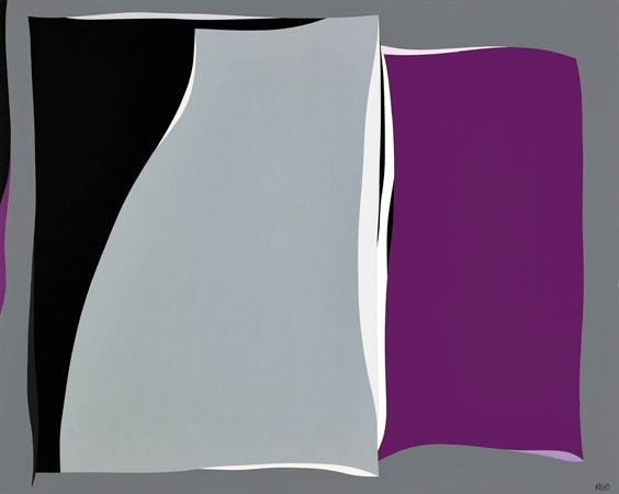 Karl Benjamin (b.1925)

Black &amp;amp; Gray Curves with Purple, 1960

oil on canvas

40 x 50 inches; 101.6 x 127 cm