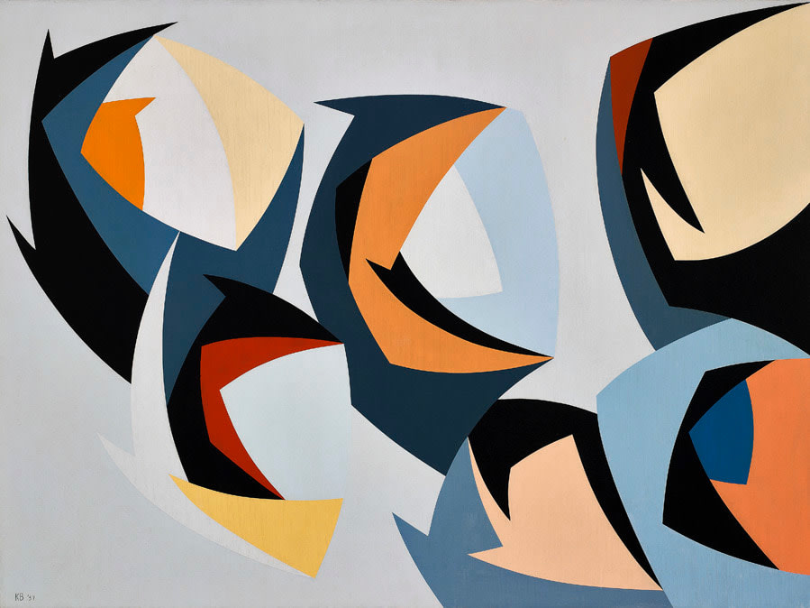 Karl Benjamin (1925-2012)
Dissected Spheres, 1957
oil on canvas
30 x 40 inches; 76.2 x 101.6 centimeters

LSFA# 13018