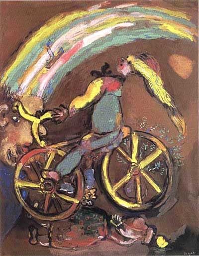 Marc Chagall (1887-1985)

La Bicyclette, 1927

gouache on brown paper

26 1/8 x 20 1/4 inches&amp;nbsp;&amp;nbsp;&amp;nbsp;&amp;nbsp;&amp;nbsp;&amp;nbsp;&amp;nbsp;&amp;nbsp;&amp;nbsp;&amp;nbsp;