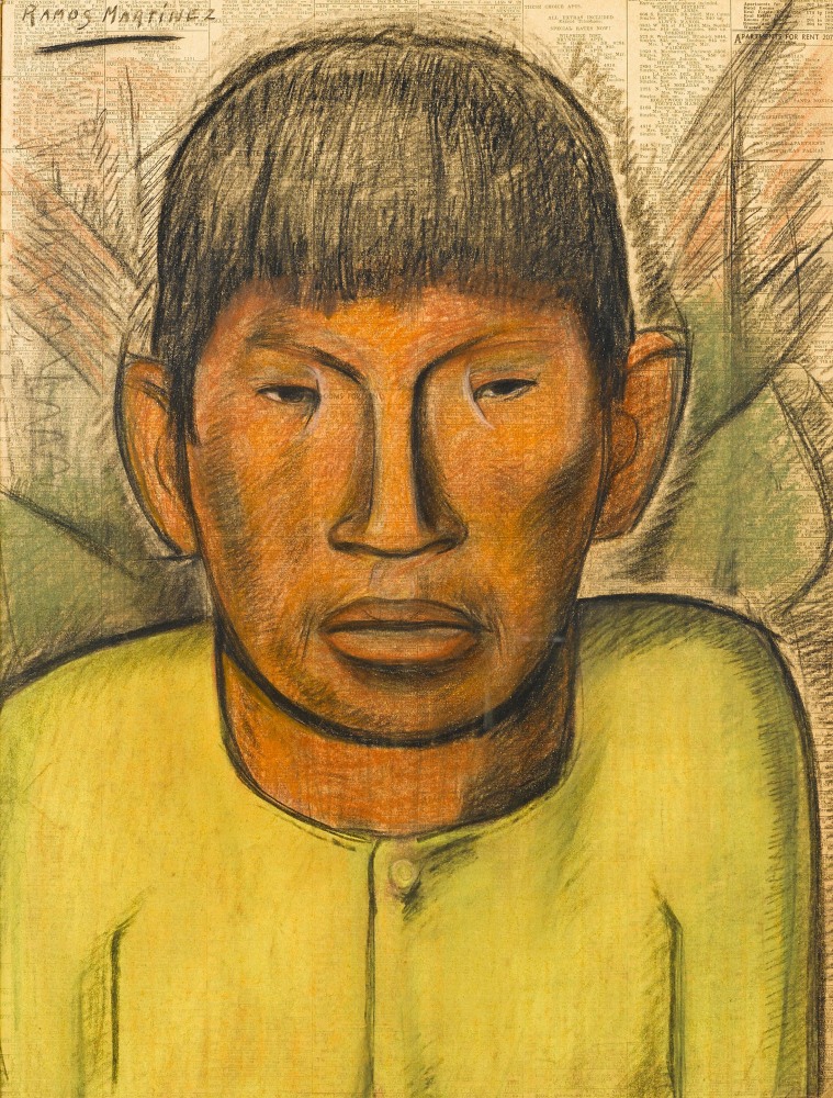 El muchacho en la camisa amarillo, 1932

charcoal, chalk &amp;amp; pastel on newsprint

22 3/4 x 17 inches