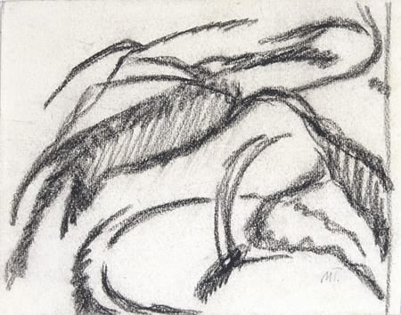 Landscape, circa 1918, Charcoal on paper 5 1/2 x 7 inches;  14.2 x 18 centimeters LSFA# 02281