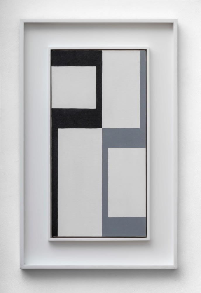 Leon Polk Smith (1906-1996) Opposite Angles Black - Grey, 1950     oil on canvas 24 x 12 inches;  61 x 30.5 centimeters LSFA# 10848