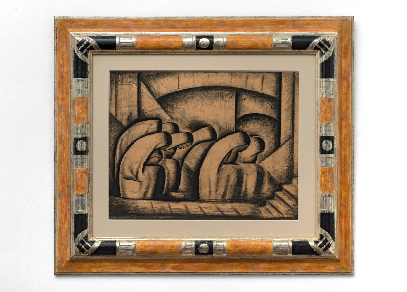 Alfredo Ramos Martínez (1871-1946) Mujeres Dolientes, c. 1932     Conté crayon and tempera on paper 18 x 22 3/4 inches;  45.7 x 57.8 centimeters LSFA# 14982
