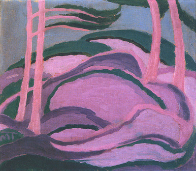 J&amp;aacute;nos Mattis Teutsch

Violet Landscape, c. 1917.

Oil on board

11.8 x 15.75 in.; 30 x 40 cm.