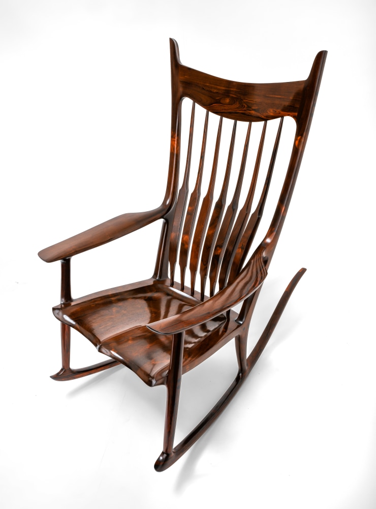 Designed by Sam Maloof (1916-2009) Rocking Chair, 2018 brazilian rosewood 47 x 46 x 27 1/2 inches; 119.4 x 116.8 x 69.8 centimeters LSFA# 15170