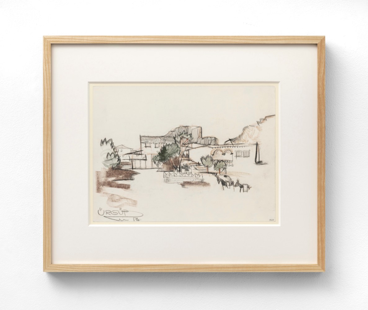 Richard Neutra (1892-1970) Ürgüp, Turkey, 1956     charcoal and pastel on illustration board 8 3/4 x 11 7/8 inches;  22.5 x 30.2 centimeters LSFA# 15375