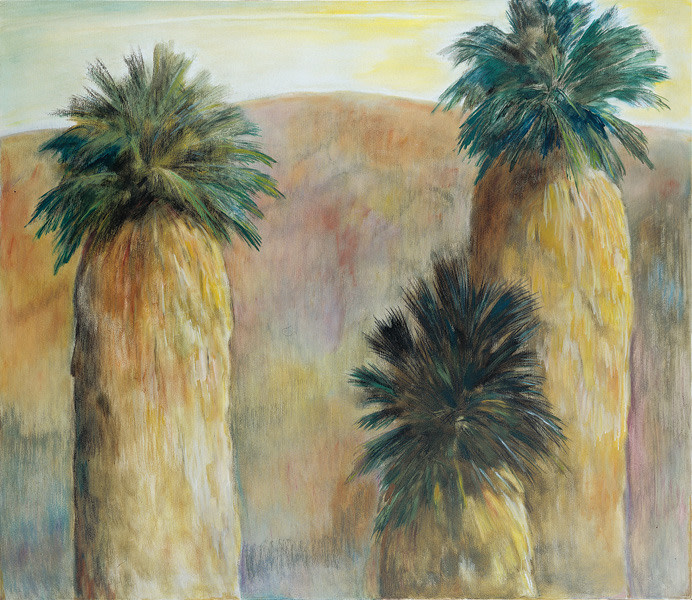 Monte Rosa and Three Palms, January 1979, oil on canvas 51 x 59 inches;  129.5 x 149.9 centimeters LSFA# 01643