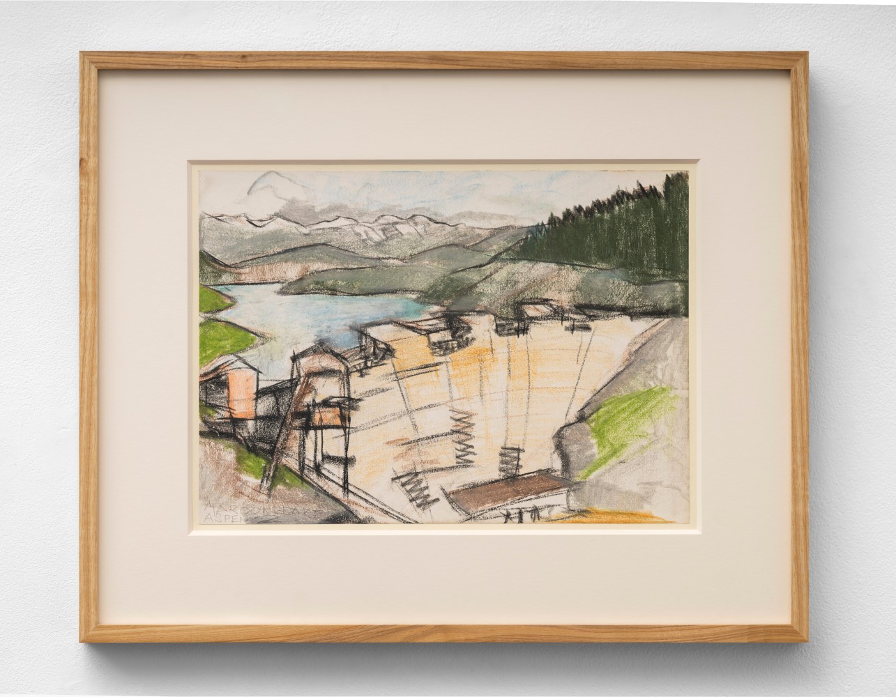 Richard Neutra (1892-1970) Maroon Lake, Aspen, 1952     charcoal and pastel on paper 9 3/4 x 13 1/2 inches;  24.8 x 34.3 centimeters LSFA# 15398