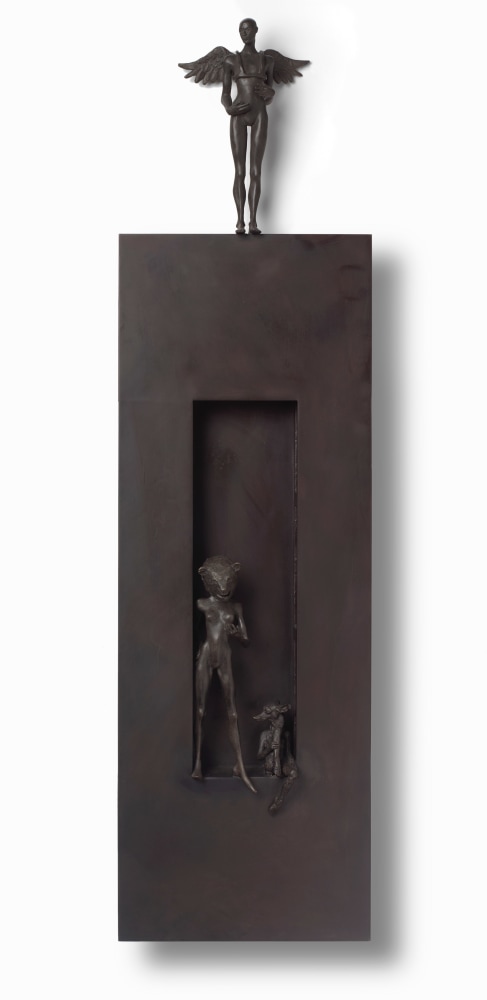 Cecilia Z. Miguez (b. 1955) Foreign Language, 2019 bronze and wood 45 x 12 x 3 inches; 114.3 x 30.5 x 7.6 centimeters LSFA# 14376