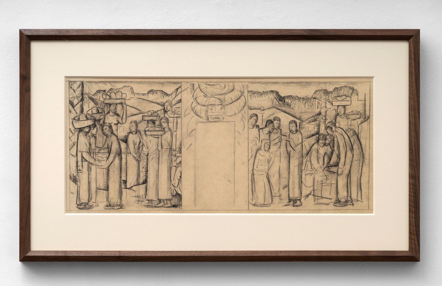 Alfredo Ramos Martínez (1871-1946) Study for La Guelaguetza (Jo Swerling Residence), c. 1933     pen and pencil on paper 12 3/4 x 23 1/4 inches;  32.4 x 59 centimeters LSFA# 14694