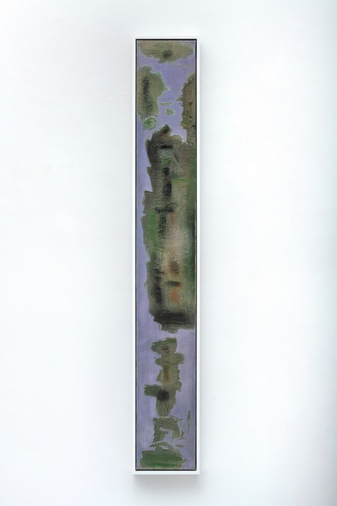 Ynez Johnston (1920-2019) Ledge of Dawn, 1962     mixed media on canvas 54 1/4 x 7 3/8 inches;  137.8 x 18.7 centimeters LSFA# 14311