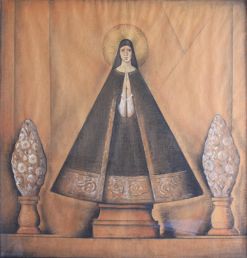 Alfredo Ramos Mart&amp;iacute;nez (1871-1946)
Madonna de la Soledad, c. 1931&amp;nbsp;
tempera and Conte crayon on paper
23 1/2 x 22 5/8 inches; 59.7 x 57.5 centimeters
LSFA# 14899&amp;nbsp;