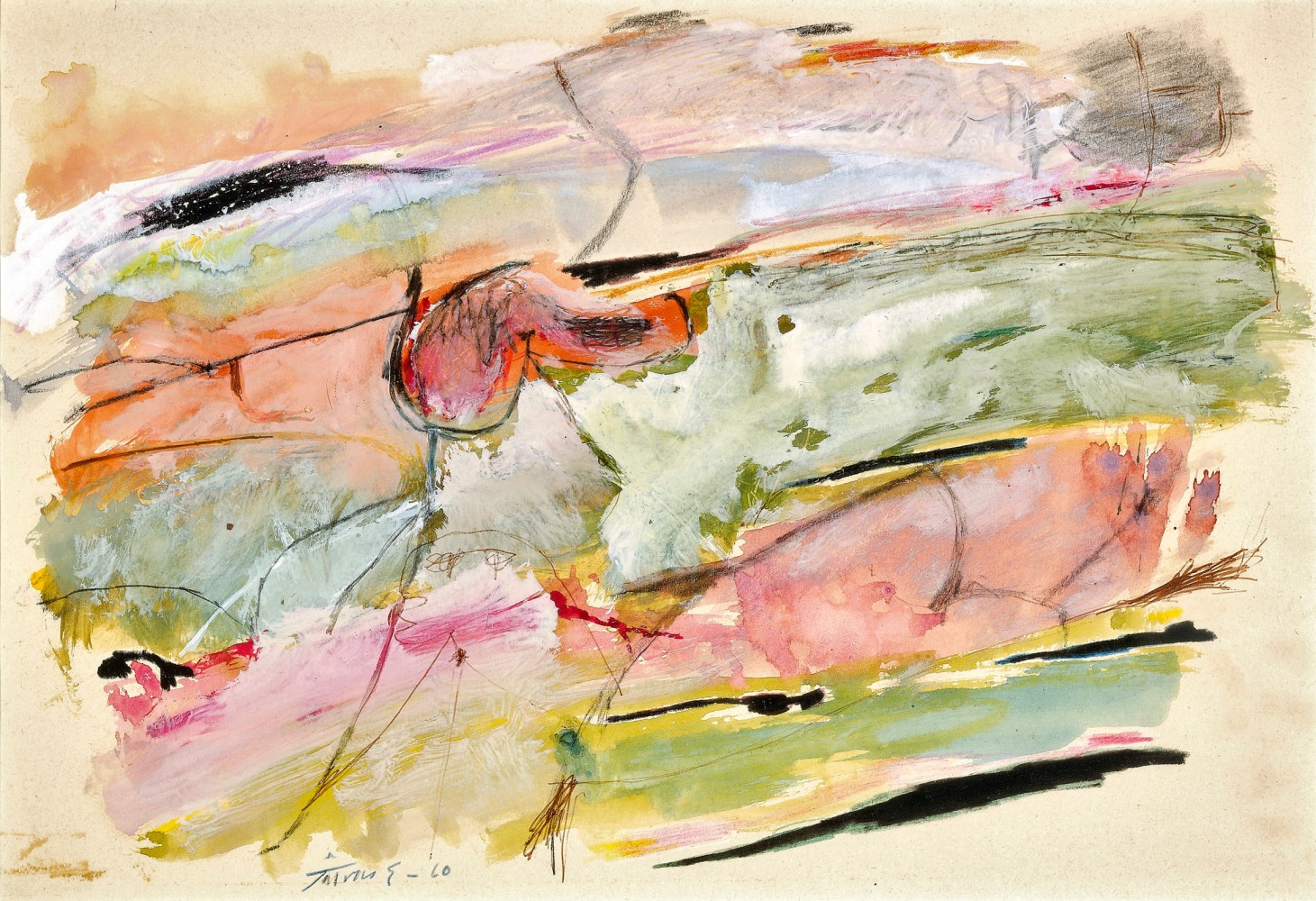 Body Landscape from the Hudson River Series, 1960     oil on paper 10 x 14 1/2 inches;  25.4 x 36.8 centimeters LSFA# 12435