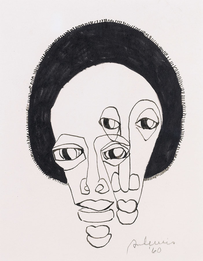 Samella Lewis  Double Vision, 1960  pen and ink on paper  7 1/2 x 5 3/4 inches; 19.1 x 14.6 centimeters  LSFA# 11912