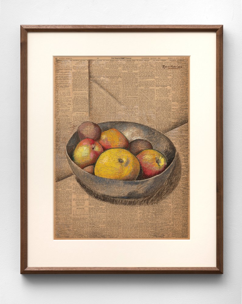 Alfredo Ramos Martínez (1871-1946) Tazón de Frutas (Bowl of Fruit), c. 1939     tempera on newsprint (Los Angeles Times, March 12, 1939) 22 7/8 x 16 3/4 inches;  58.1 x 42.5 centimeters LSFA# 14979