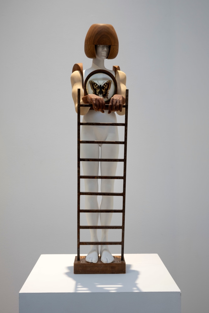 Cecilia Z. Miguez (b. 1955) Collecting Butterflies, 2013     wood and mixed media 25 1/2 x 8 x 6 inches;  64.8 x 20.3 x 15.2 centimeters LSFA# 13021