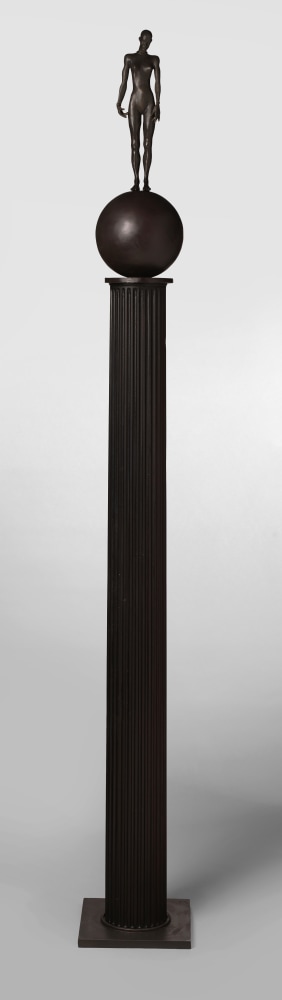 Cecilia Z. Miguez (b. 1955) Figure on a Ball, 2019 bronze with wood and bronze column 83 x 10 1/2 x 10 1/2 inches; 210.8 x 26.7 x 26.7 centimeters LSFA# 14291