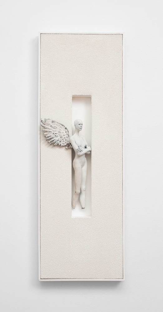 Cecilia Z. Miguez (b. 1955) One Wing Angel, 2025 bronze, wood, ceramic microbeads, and oil paint 36 1/2 x 12 5/8 x 3 1/2 inches; 92.7 x 32.1 x 8.9 centimeters LSFA# 16461