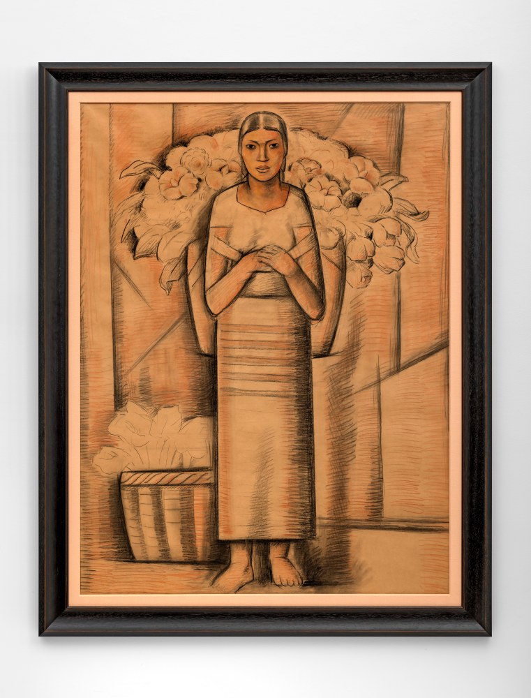 Vendedora de Flores, c. 1932, Conte crayon on paper 57 1/2 x 43 1/4 inches;  146.1 x 109.9 centimeters LSFA# 14957