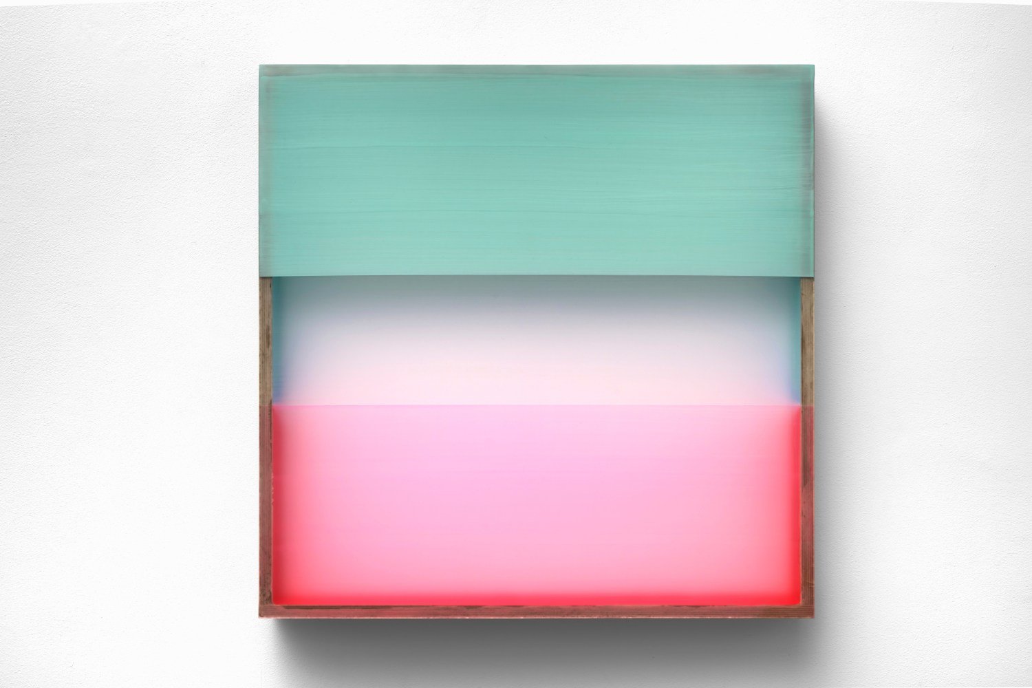 Heather Hutchison (b. 1964) Time-Being, 2022, mixed media, reclaimed Plexiglas, birch plywood box 29 7/8 x 29 7/8 x 3 3/4 inches;  75.9 x 75.9 x 9.5 centimeters LSFA# 15198