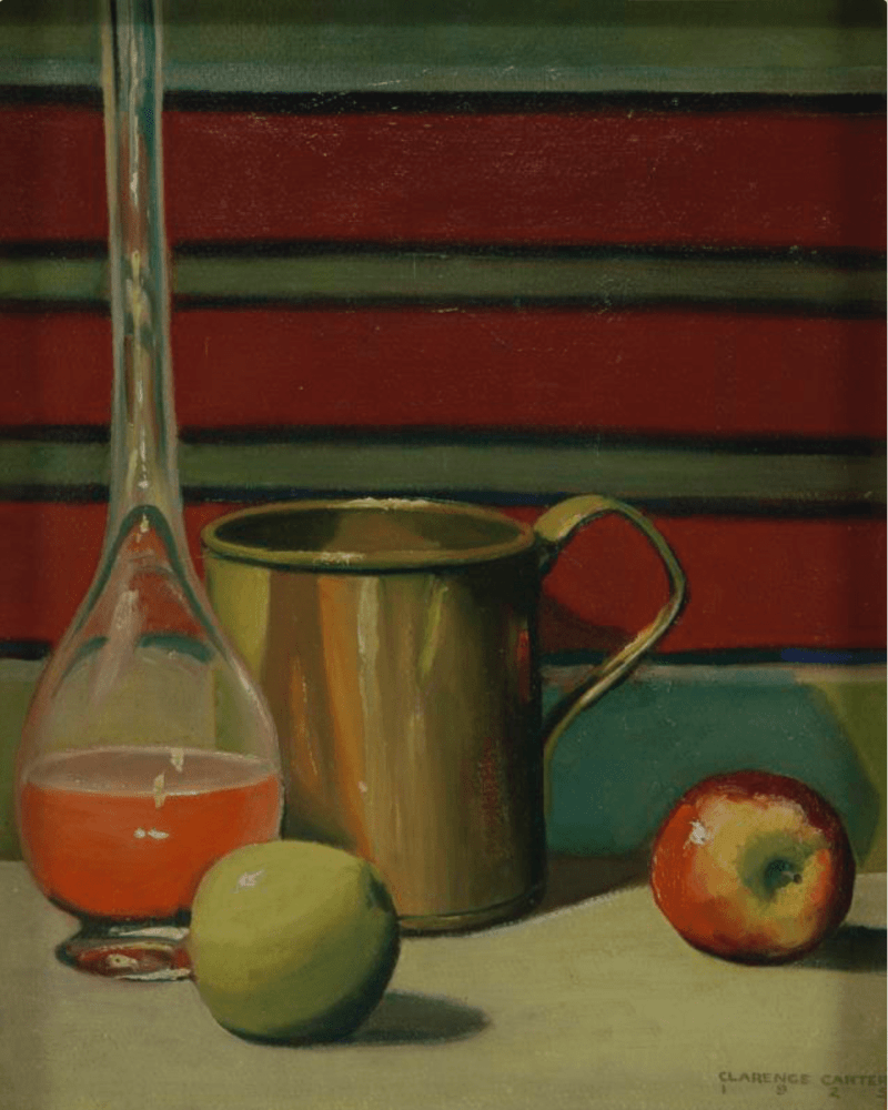 Clarence Carter

Brass Mug with Apples,&amp;nbsp;1925

oil on board

20 x 16 inches

&amp;nbsp;