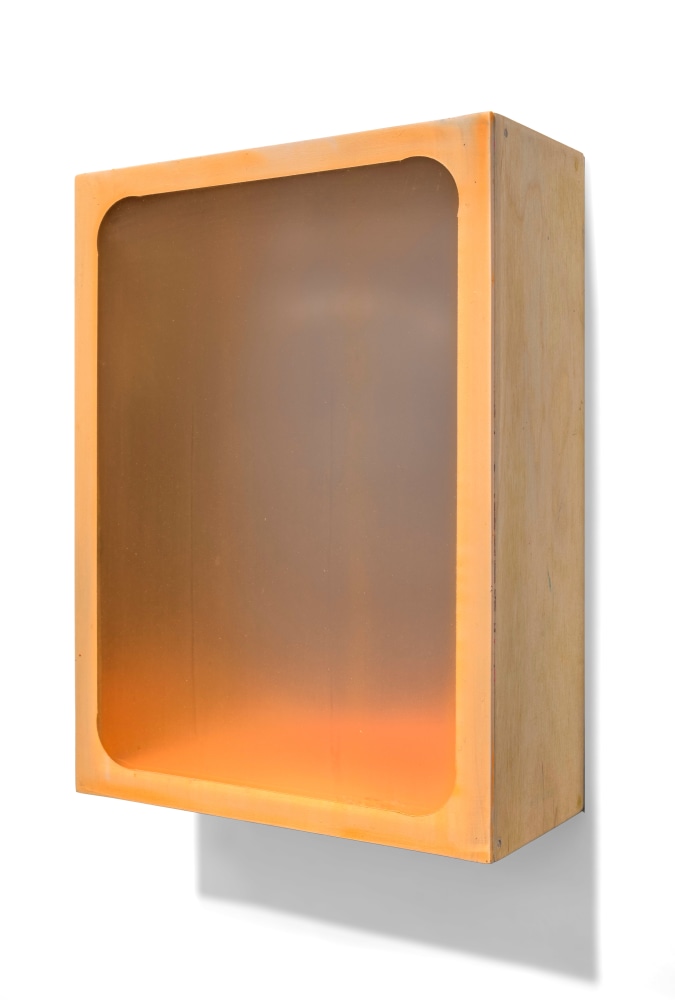 Heather Hutchison (b. 1964) Inlet, 2023     mixed media, reclaimed Plexiglas, birch plywood box 11 x 8 x 3 5/8 inches;  27.9 x 20.3 x 9.2 centimeters LSFA# 15505