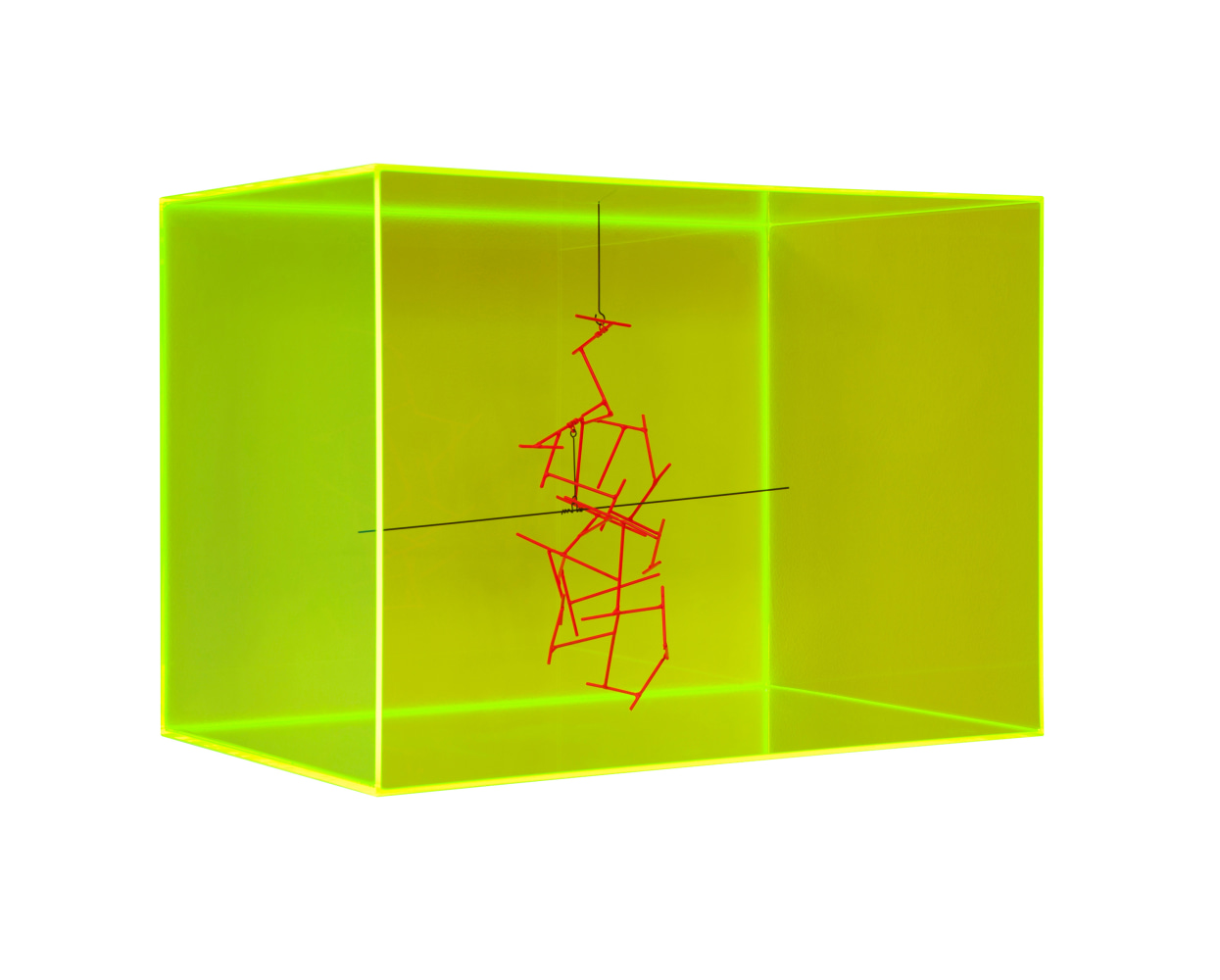 19:19 Colour Space, 2014     neon green acrylic glass and iron and neon red pigment 10 7/8 x 10 7/8 x 9 7/8 inches;  27.5 x 27.5 x 25 centimeters LSFA# 13256