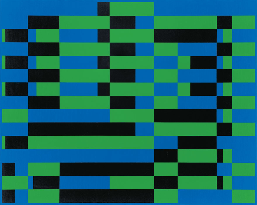 Bars: Black/Blue/Green, 1959

oil on canvas

40 x 50 inches; 101.6 x 127 centimeters