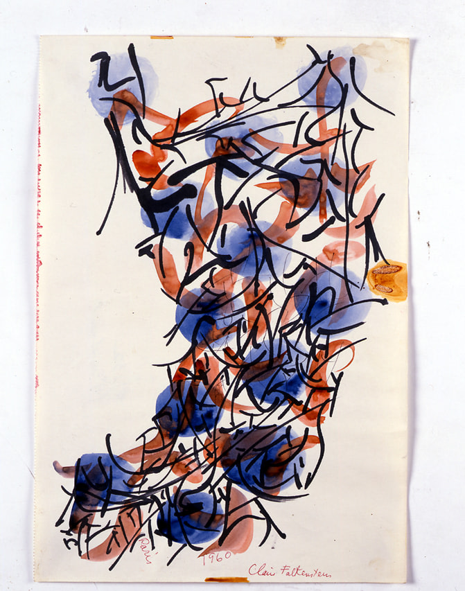Sign &amp;amp; Ensemble, Paris, 1960

Watercolor and felt tip pen on paper

13 x 9 inches