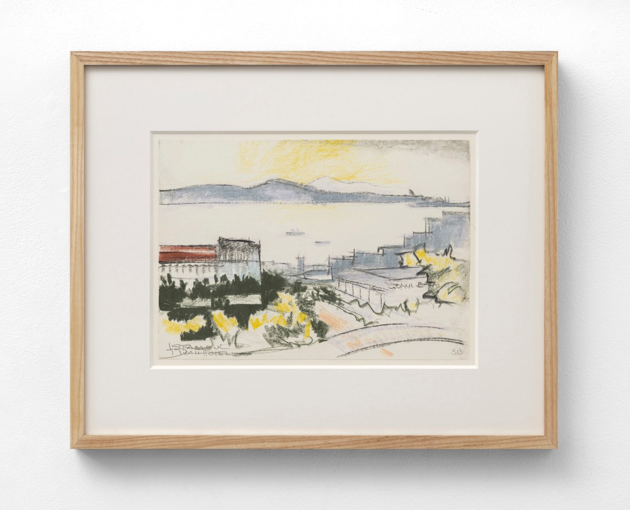 Richard Neutra (1892-1970) Divan Hotel, Istanbul, Turkey, c. 1956     crayon on paper 9 1/16 x 12 1/2 inches;  23 x 31.8 centimeters LSFA# 15191