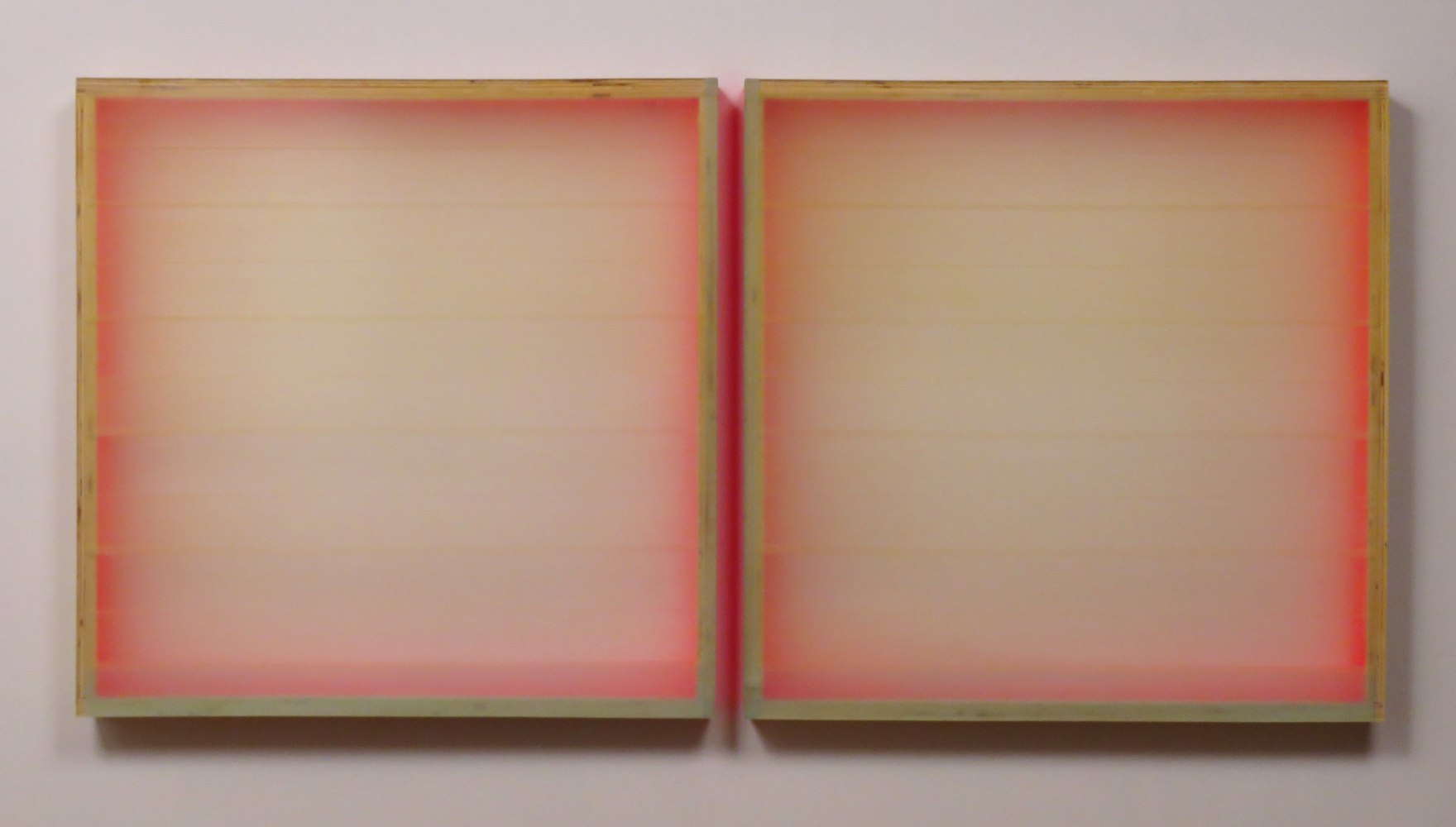 Two Become Three, 2009-2011, Plexiglass, birch, enamel, beeswax, pigment 23 1/2 x 49 x 2 1/2 inches;  59.69 x 124.46 x 6.35 centimeters LSFA# 13735