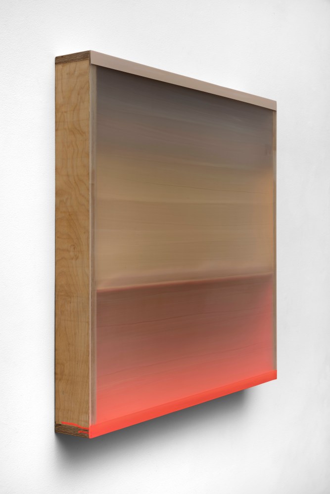 Heather Hutchison (b. 1964) Tomorrow Flows Into Tomorrow (side view), 2022, mixed media, reclaimed Plexiglas, birch plywood box 29 7/8 x 29 7/8 x 3 3/4 inches;  75.9 x 75.9 x 9.5 centimeters LSFA# 15197