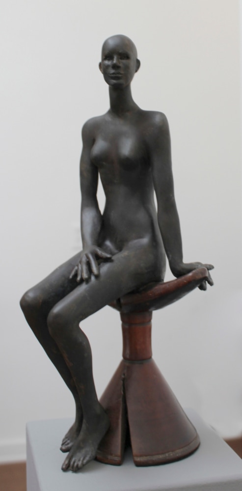 Sitting spectator, 2013     bronze and wood 12 3/4 x 5 x 5 1/2 inches;  32.4 x 12.7 x 14 centimeters LSFA# 13030
