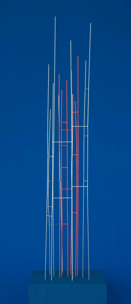 Knopp Ferro (b. 1953) Mikado 22:08, 2012 stainless steel with red pigment 49 x 7 x 9 inches; 124.5 x 18 x 23 centimeters ​LSFA# 12432