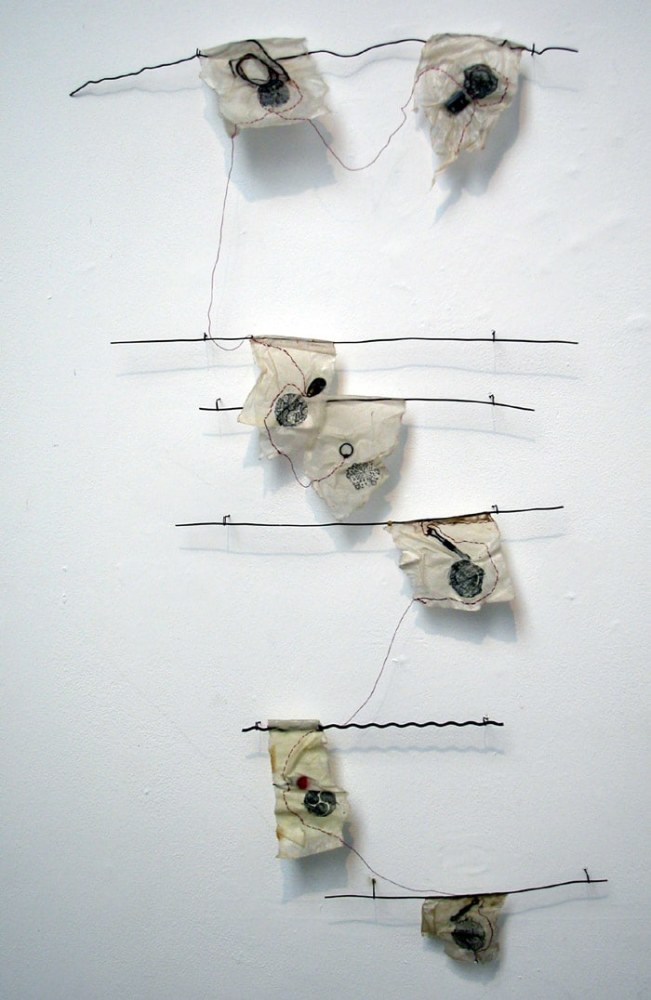 Unattached, 1999

Metal, paper, found objects, photo transfers. thread

33 x 20 x 1 inches&amp;nbsp;&amp;nbsp;&amp;nbsp;
