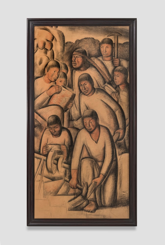 Alfredo Ramos Martínez (1871-1946)
Study for La Guelaguetza Mural (Jo Swerling Residence), c. 1933
Conté crayon and pastel on butcher paper
89 1/2 x 44 inches; 227.3 x 111.8 centimeters
LSFA# 14724