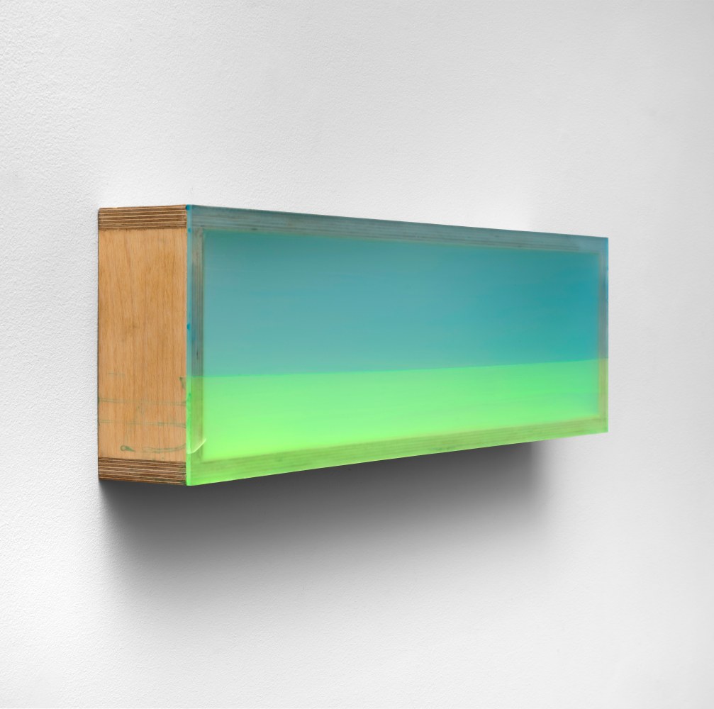 Greenwash&amp;nbsp;(side view), 2019
mixed media, reclaimed Plexiglas, birch plywood box
8 3/8 x 27 3/4 x 3 3/4 inches;&amp;nbsp;21.3 x 70.5 x 9.5 centimeters
LSFA# 14798