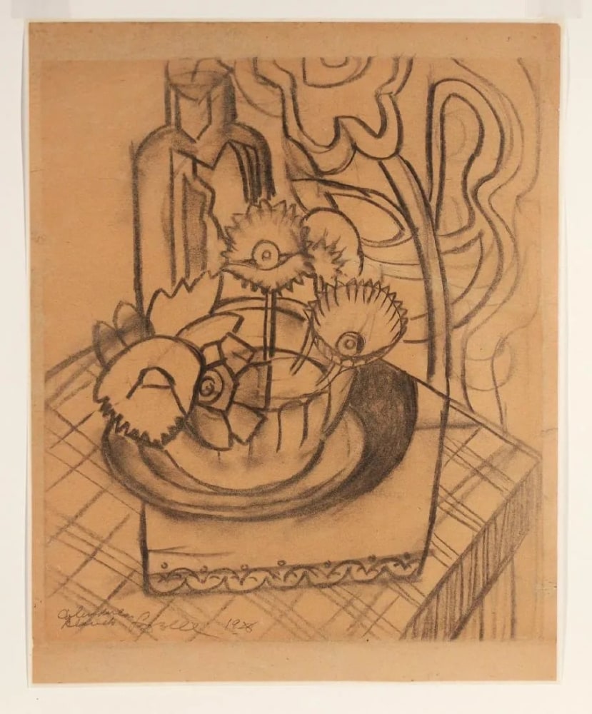 Blanche Lazzel (American, 1878-1956)

Still life with flowers, 1928

charcoal on paper

16 x 12 3/4 inches; sheet: 21 x 9 inches