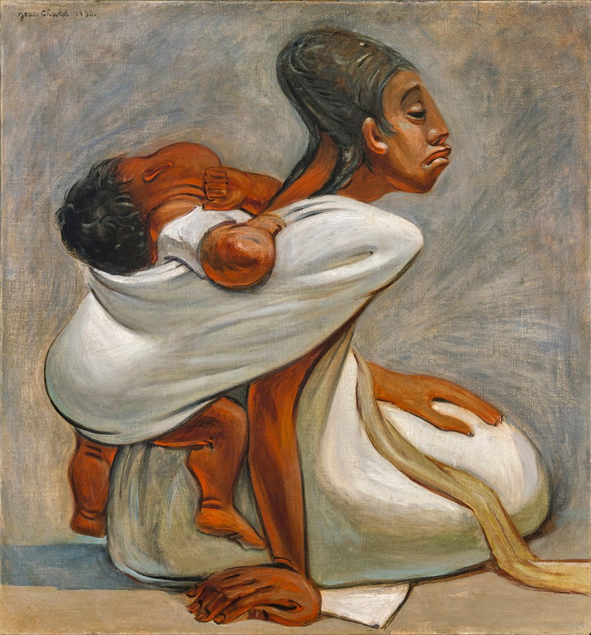 Jean Charlot (1898-1979) Mother and Child, 1930 oil on canvas 29 1/2 x 27 1/2 inches; 74.9 x 69.9 centimeters LSFA# 13402