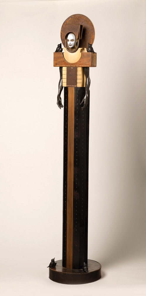 The Sound of a Thought, 2012     bronze, wood, mixed media 67 x 14 x 14 inches;  170.2 x 35.6 x 35.6 centimeters LSFA# 12996
