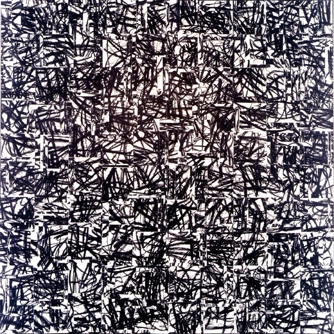 Judith Foosaner

Syncopated Rythmn #2, 2000

charcoal on paper on stretched canvas

60 x 60 inches