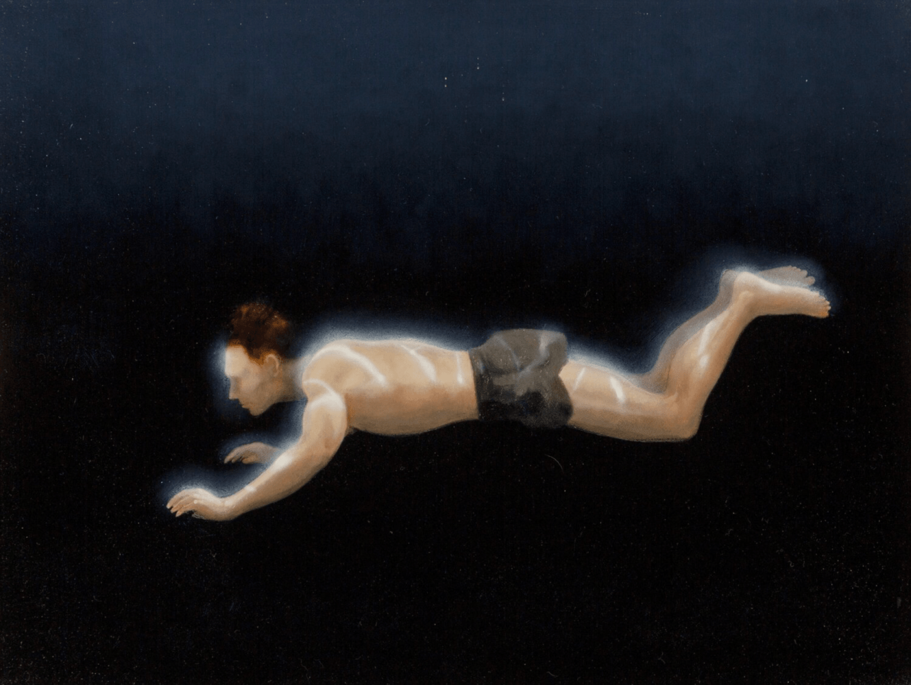Peter Zokosky

Swimming Man, 1995

Oil on panel

11 1/2 &amp;times; 15 3/4 in; 29.2 &amp;times; 40 cm