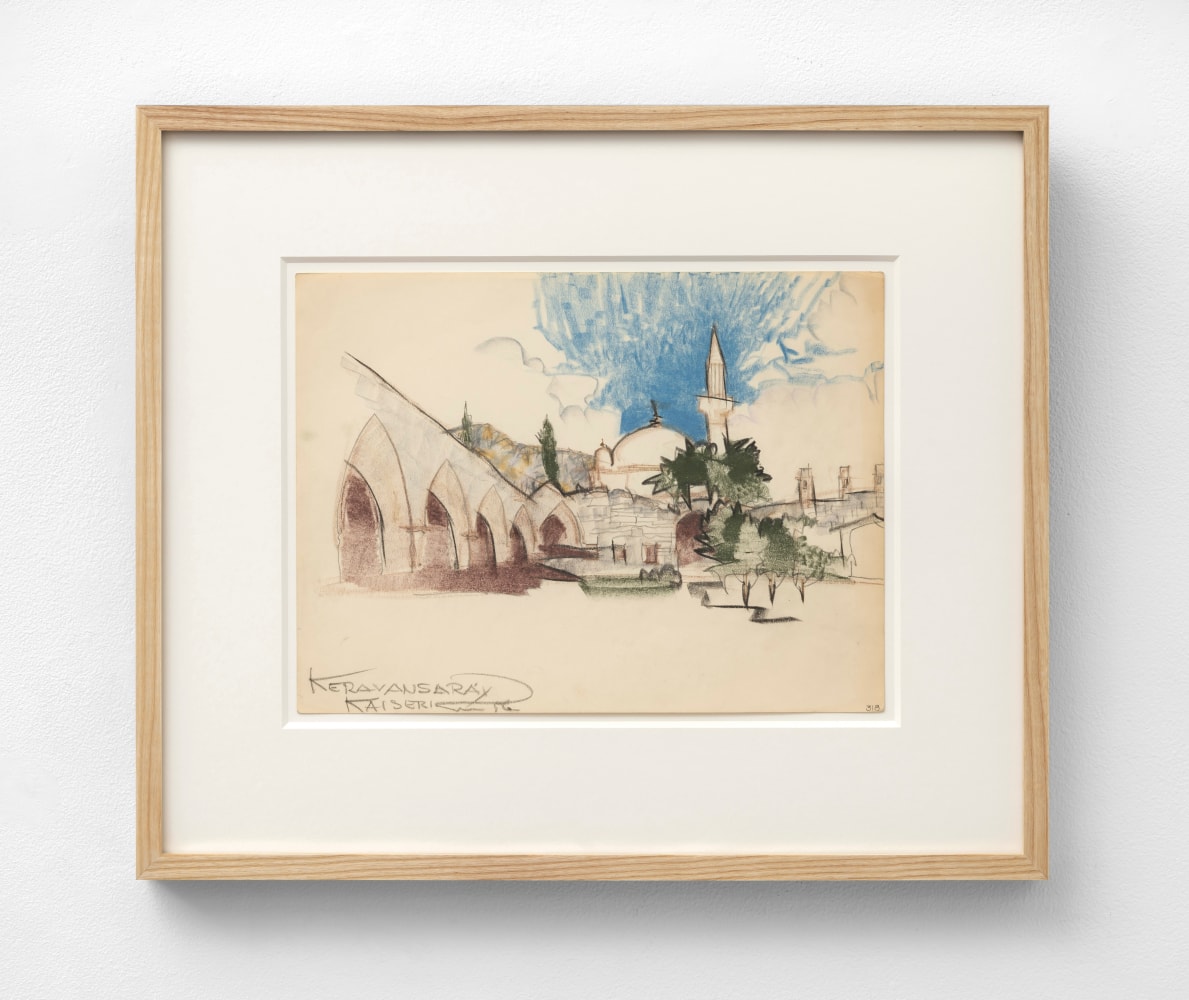 Richard Neutra (1892-1970) Kervansaray, Kayseri, Turkey, 1956     pastel on paper 8 7/8 x 11 7/8 inches;  22.5 x 30.2 centimeters LSFA# 15381