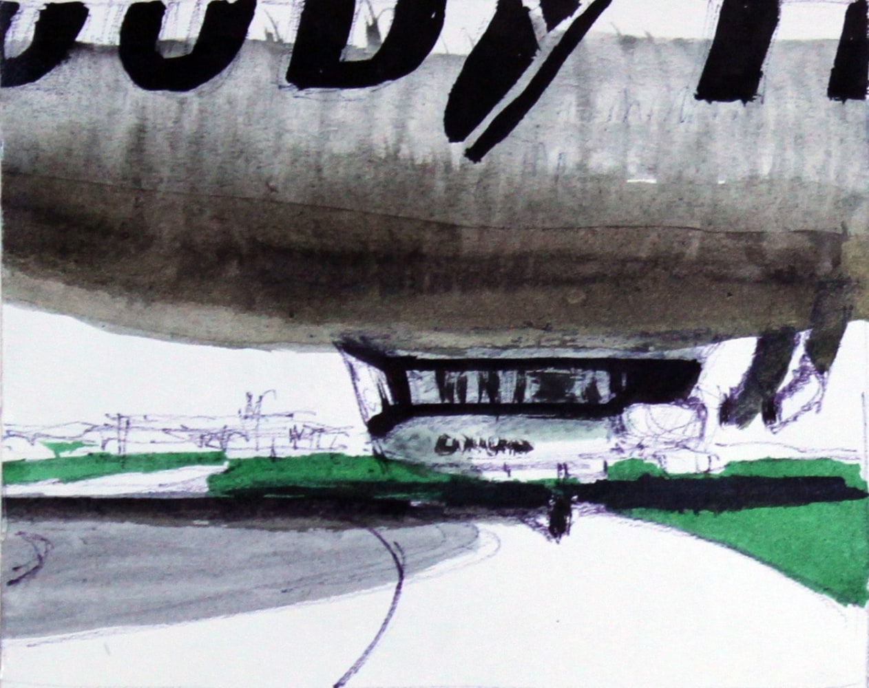 Goodyear Blimp (Blimp series), circa 1969     graphite, ink and wash on paper 8 x 10 inches;  20.3 x 26 centimeters LSFA# 11910